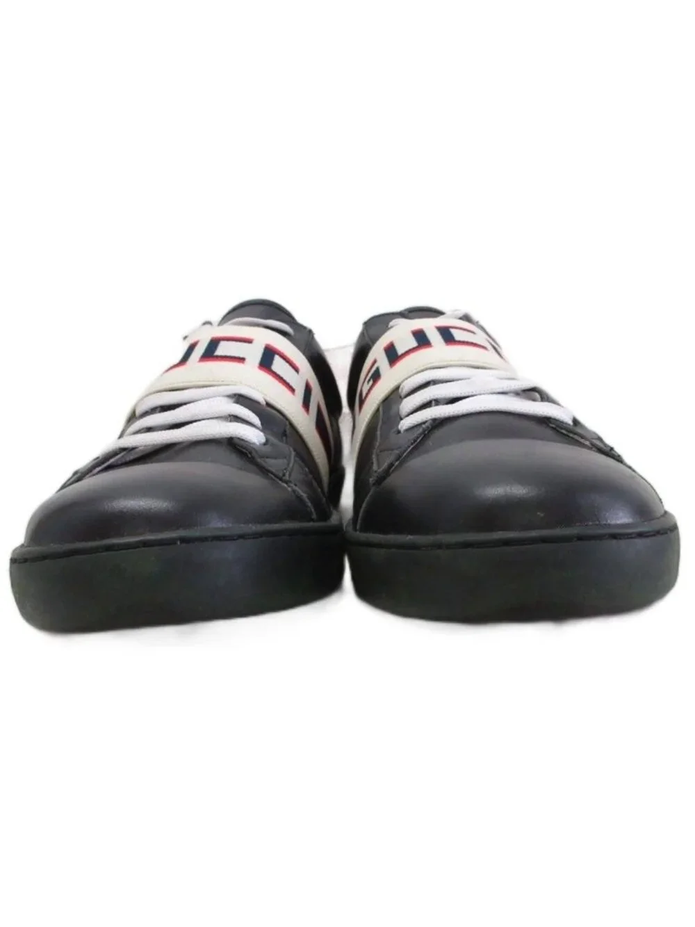 Gucci Ace Stripe Sneakers Low Cut Shoes Logo Black Ivory